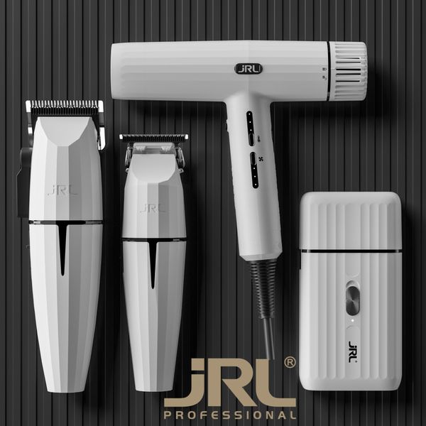JRL ghost sett number 3 - inkludert hårklipper, hårtrimmer, barbermaskin og føner - alle i nydelig elegant hvit farge 